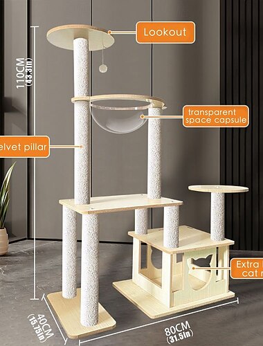  Arbre à chat de 77,87 pouces/maison d'arbre à chat et tours pour grand chat/arbre à chat grimpant avec condo pour chat/griffoir/perchoirs pour arbre à chat, grand arbre à chat à plusieurs niveaux