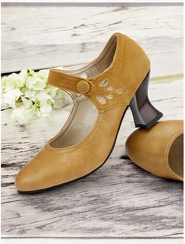  Mary-Jane-Pumps im Vintage-Stil der 1930er Jahre mit Cut-out-Design und mittelhohem Absatz für Damen, bequeme Abendschuhe fürs Büro und formelle Anlässe