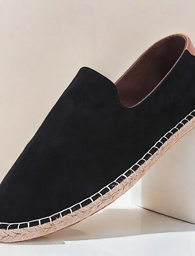  sapatos masculinos casuais de alpargatas com cabedal em lona macia e sola de juta confortável, perfeitos para o verão, praia e uso diário
