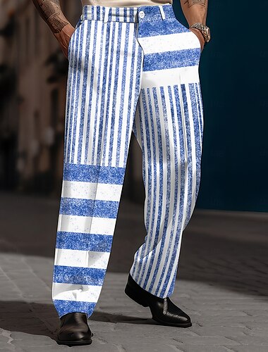  Herren Gestreift Geometrische Muster Anzughosen Hose Hosen Mittlere Taillenlinie Brautkleider schlicht Vintage-Retro Festtage Strassenmode Geschenke zum Vatertag Hose mit geradem Bein Flache Front