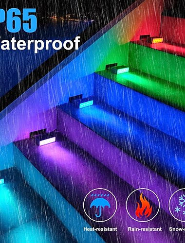  6db napelemes fali lámpa kültéri vízálló lépcső, ösvény, tornác, erkély és udvari kerítés világítás rgb szabályozható napelemes lámpák