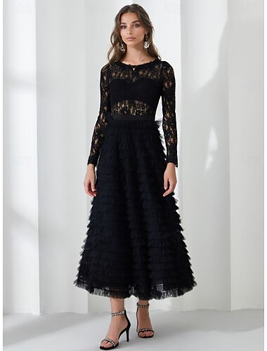  robe de bal robe de bal trapèze robe élégante robe de mariée formelle longueur au sol manches longues col bijou dentelle avec fronces 2025