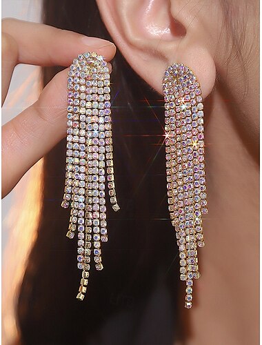  Damen-Ohrringe mit Strass-Quasten – funkelnder Statement-Schmuck für Hochzeiten, Partys und Abendveranstaltungen
