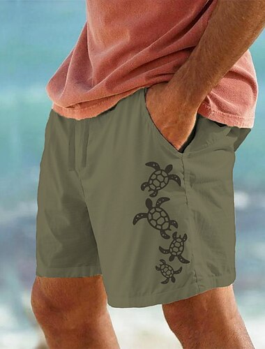  Men's Animal Sea Turtle Shorts Summer Shorts Beach Shorts Mid Waist Streetwear Hawaiian Designer Casual Daily Holiday Drawstring Elastic Waist Designer Clothing Apparel