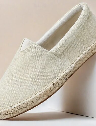  Rote Espadrilles-Schlupfschuhe aus Canvas für Herren mit Juteseilsohle – bequemes Sommerschuhwerk