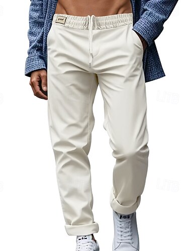  Herren Anzughosen Hose Hosen Anzughose Tasche Kordelzug Elastische Taille Glatt Komfort Knitterfrei In voller Länge Party Geschäft Täglich Elegant Modisch Schwarz Weiß Mikro-elastisch