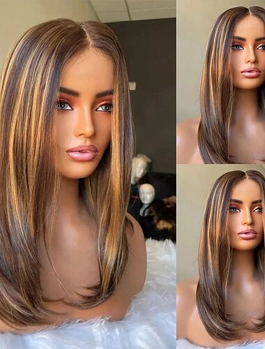  Cappelli veri Chiusura 5x5 13x4 Pizzo Frontale Parrucca Parte di mezzo Brasiliano Liscio Marrone Multicolore Parrucca 130% 150% Densità dei capelli Capelli evidenziati / balayage Senza colla Pre-a