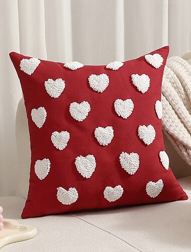  Hochzeitswurfkissenbezüge Liebe Herz Paare Dekorationen Stickerei Kissenbezüge Wohnkultur für Couch Freundin Sofa Schlafzimmer Weiß Rot