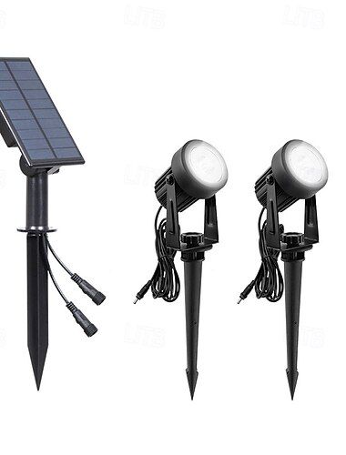  1 Stück wasserdichter Solar-Außenstrahler mit 2 Köpfen für die Beleuchtung von Innenhöfen, Gärten, Teichen, Bäumen, Wegen und Rasenflächen