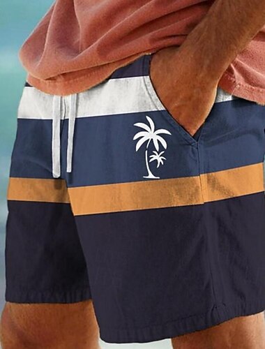  Herren Bademode Surfshorts Badehose Schwimmshorts kurz Surfshorts Badeanzug Kordelzug Mit Taschen Schwimmen Surfen Strand Wassersport Streifen Sommer Frühling