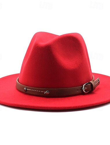  Herren Kentucky Derby Hut Sonnenhut Cowboyhut Fedora-Trilby-Hut Schwarz Weiß Wollig Vintage-Stil Mode 18. Jahrhundert Bundesstaat Texas Täglich Themenparty Einfarbig Sonnenschutz Cosplay