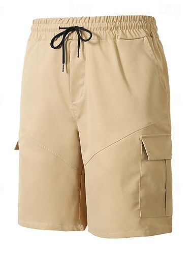  Herren Cargo Shorts Kurze Hosen Shorts Kurze Hosen Lässige Shorts Kordelzug Elastische Taille Multi Pocket Glatt Komfort Weich Knielänge Sports Outdoor Täglich Fitnessstudio Modisch Strassenmode
