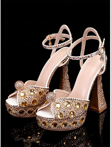  sandales à plateforme glamour pour femmes ornées de cristaux et dotées d'une bride à la cheville | parfaites pour les mariages et les occasions spéciales