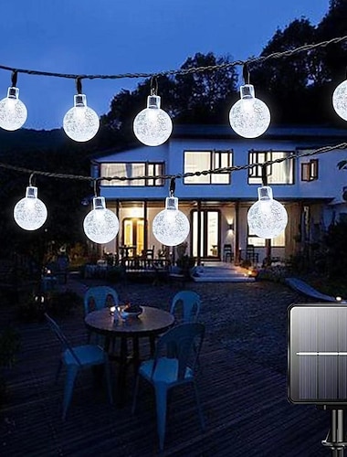  7m ηλιακά φωτιστικά 50 led, el 5mm, ζεστό λευκό/κρύο λευκό/μπλε, ηλιακά φωτιστικά γιορτής με βάση στήριξης για Χριστούγεννα, γάμους και υπαίθριες εκδηλώσεις