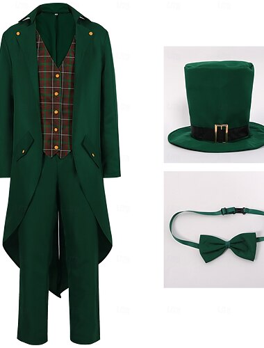  irsk Cosplay kostume Dragter tailcoat Voksne Herre Dragter Cosplay Ydeevne Fest Karneval Mardi Gras St. Patrick's dag Nemt karnevalskostume