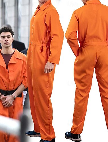  oranje gevangene jumpsuit superhelden carnavalskostuum jumpsuit volwassenen mannen vrouwen film tv thema kostuums feest halloween carnaval gemakkelijk carnavalskostuum