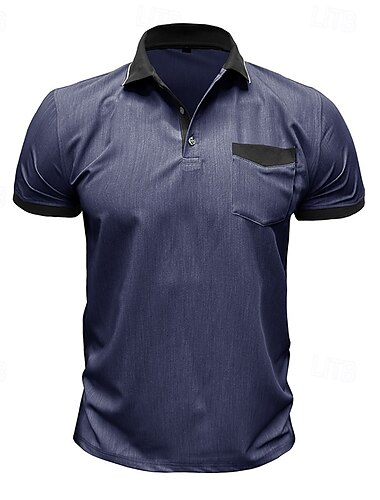  Herren Polo Golfhemd Geschäft Casual Klassisch Kurzarm Modisch Feste Farbe Knopf Tasche Sommer Frühling Regular Fit Denim Blue Rot Marinenblau Dunkelgrau Hellgrau Grün Polo