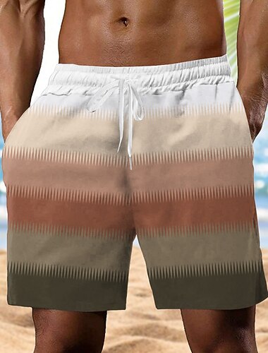  Herr Färgblock Gradientfärg Svett shorts Beach Shorts Terry Shorts Medium Midja Vintage Ledigt Dagligen Helgdag Streetwear Snörning Elastisk midja 3D-utskrift Designer Kläder