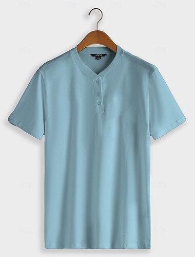  Herren T Shirt Kurzarm Henley-Kragen Sommer Frühling Einfarbig Urlaub Vintage Tropisch Knöpfe Weiß Marineblau Blau Top T-Shirt für Herren
