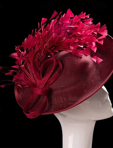  Hüte Sinamay Fedora-Hut Hochzeit Abendgesellschaft Cocktail Elegant Vintage Kuschelig Mit Feder Kopfschmuck Kopfbedeckung
