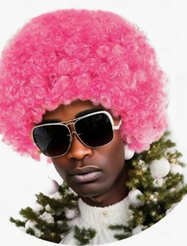  Perücke flauschig buntes Haar Afro Puff Perücken 70er 80er 90er Perückenkappe stylische Farben Cosplay für Erwachsene Männer Frauen Karnevalsparty Clownkostüm Partygeschenke für Karneval