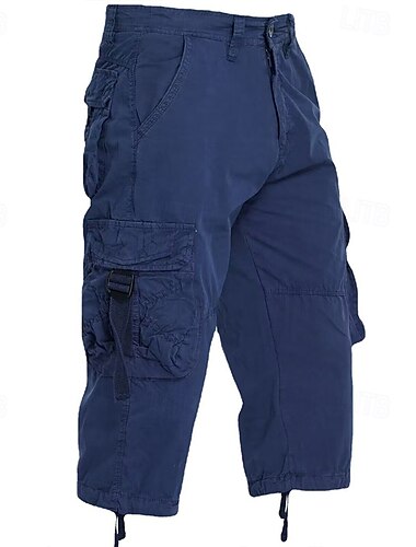  Herren Capri-Cargo-Shorts Cargo Shorts Kurze Hosen Shorts Kurze Hosen Kurze Hose für Wanderer Multi Pocket Glatt Komfort tragbar Wadenlänge Outdoor Casual Campen und Wandern Modisch Strassenmode