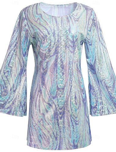  Retro Vintage 1970er Kleid Overall Hippie Disco Pailletten Damen Karnevalskostüm Halloween Karneval Maskerade Veranstaltung / Fest Pride Parade Pride-Monat Erwachsene Kleid Jumpsuit