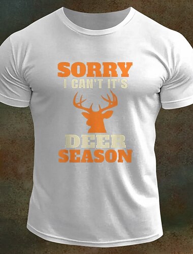  Herren Lustig Jagd Hirsch T Shirt T-Shirt 100% Baumwolle Kurzarm Grafik Hemd Schwarz Weiß Armeegrün Bequemes T-Shirt Urlaub Straße Modedesigner-Kleidung
