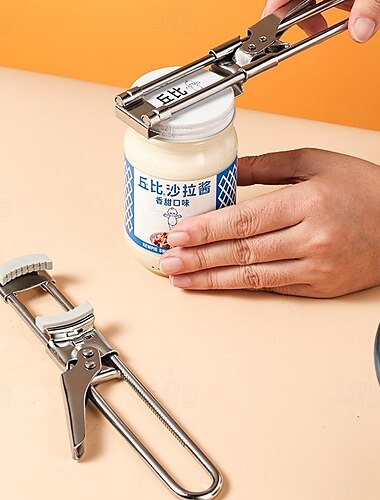  1 ouvre-bocal réglable &ouvre-boîte manuel multifonctionnel en acier inoxydable, ouvre-boîte à prise facile, accessoire de cuisine pour les mains faibles, idéal pour la maison &utilisation en