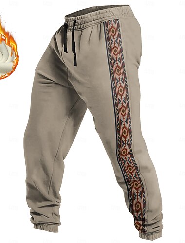  Voor heren Aztec Etnisch Joggingbroeken Broek Fleece joggingbroek Trekkoord elastische taille Vintage Casual Buiten Feestdagen Streetwear Warm Met fleece gevoerd Warmte-isolerend Winter 3D-afdrukken