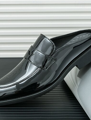  burgunderfarbene Loafer aus Lack-Kunstleder für Herren – formelle Schlupfschuhe mit klassischem Design für Business und Abendgarderobe