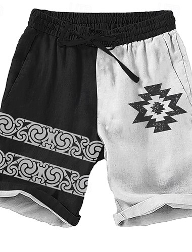  Herren aztekisch Ethnisch Shorts Kurze Hosen Strandshorts Kurze Hosen Lässige Shorts Mittlere Taillenlinie Urlaub Strassenmode Hawaiianisch Outdoor Casual Festtage Kordelzug Seitentaschen Designer