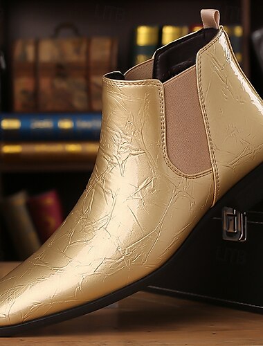  Lila Chelsea-Stiefel aus Lacklederimitat mit elastischem Einsatz für Herren – stilvolles Schuhwerk für die Freizeit und formelle Anlässe