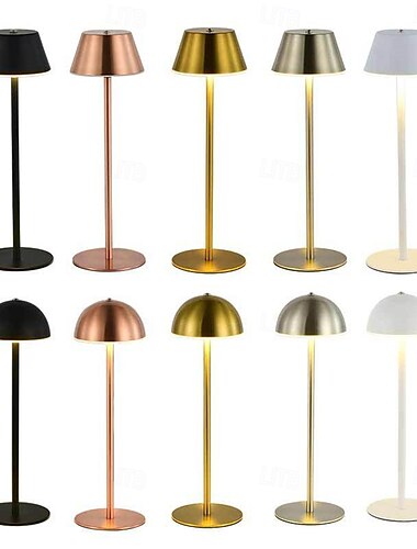  Lámpara de escritorio de metal LED de lujo - Luz de noche para mesita de noche recargable por USB para el hogar, la sala de estar y el dormitorio 1 pieza
