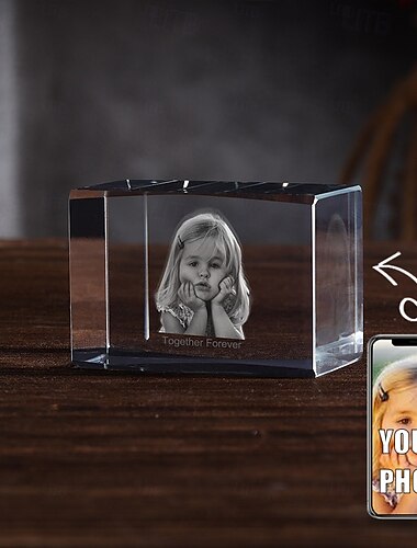 Персонализированный 3D гравированный кристальный фотоподарок индивидуальный свадебный подарок для пары прямоугольное голографическое лазерное фото украшения для дня рождения памятного дня святого