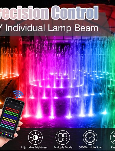  1pc 6-cabeça rgb luz subaquática - controle remoto e aplicativo bluetooth led luz de piscina com mudança de cor rgb, ip68 à prova d'água para piscina, aquário e fonte plugue dos eua