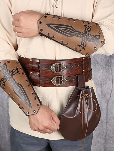  Retro / vintage Middelalderkostumer Renæssance Våben og Rustning Livrem Bæltepose Ren Faire Pirat Viking Ranger Herre Karneval kostume Viking Halloween Karneval Mardi Gras Fest LARP Voksne Livrem