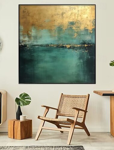  dipinto a olio fatto a mano su tela decorazione artistica da parete moderna astratta paesaggio verde dorato arte per la decorazione della casa dipinto arrotolato senza cornice non allungato