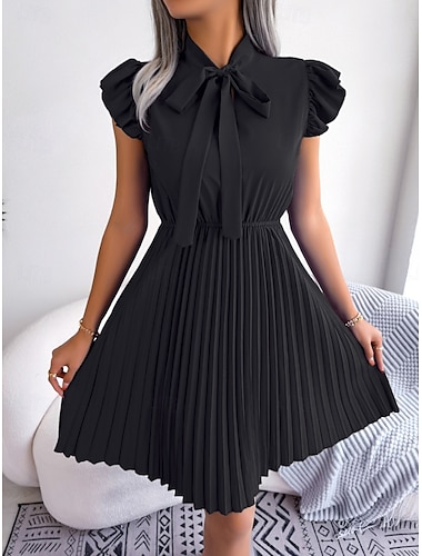  Per donna Mini abito Abito casual Abito linea A Moda Essenziale Informale Da mare Giornaliero Standard Liscio Senza maniche Colletto alla coreana Nero Vino Estate Primavera