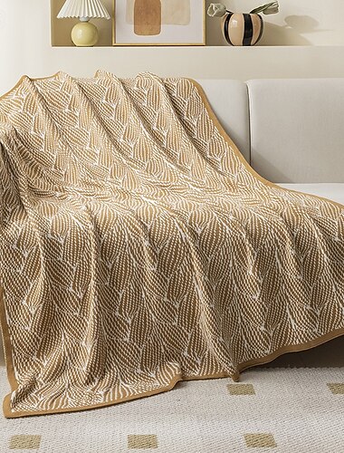  Throw Blanket Knitted Throw for Couch Sofa Chair Bed Home Decoration, Soft Warm Cozy Light Weight for Spring Summer Fall,Geometric Patterns Woven Knitted Throw