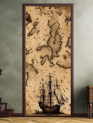  decorações de porta capas de porta mapa náutico vintage porta pirata tapeçaria cortina de porta decoração pano de fundo porta interna/externa banner para porta da frente casa de fazenda