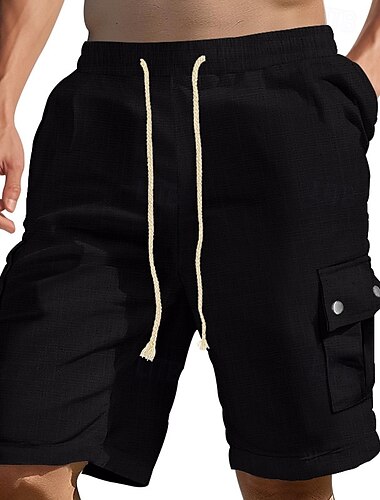  Homme Shorts cargo Shorts Cordon de serrage Taille Élastique Multi-poches Uni Portable Court Extérieur Quotidien Camping & Randonnée Mode Classique Noir Bleu