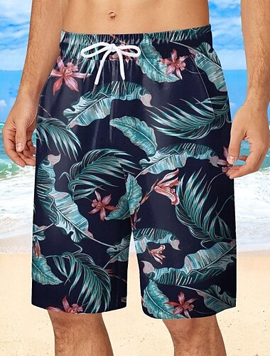  Herren Bademode Surfshorts Badehose Schwimmshorts kurz Surfshorts Badeanzug Kordelzug Mit Taschen Schwimmen Surfen Strand Wassersport Tropisch Sommer Frühling