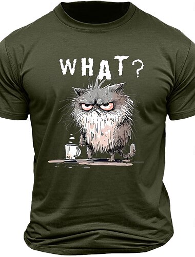  Herren Tiermotiv Cartoon Lustig T Shirt T-Shirt 100% Baumwolle Kurzarm Grafik Hemd Schwarz Weiß Armeegrün Bequemes T-Shirt Urlaub Straße Modedesigner-Kleidung