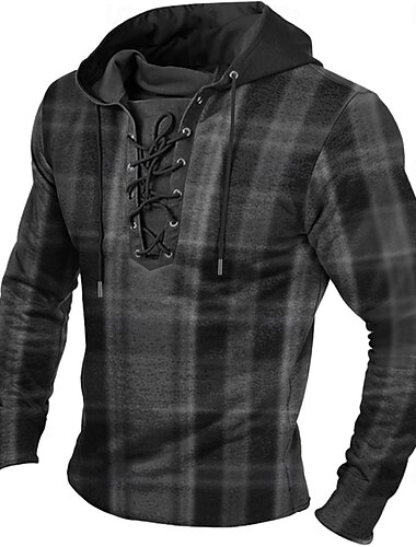 Herren Plaid Hoodies Hoodie Sweatshirt Kapuze Sweatshirt mit Kapuze Mit Kapuze Modisch 3D-Druck Gelb Rote Kordelzug Herbst Winter Designer