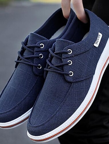  Freizeitschuhe aus marineblauem Canvas für Herren mit Schnürung – leichte, atmungsaktive Sneaker für den Alltag, Reisen und Outdoor-Aktivitäten