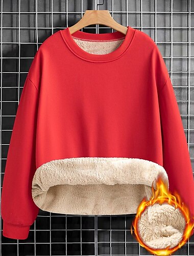  kinderkleidung Mädchen Pullover Feste Farbe Langarm Rundhalsausschnitt Winter Sport Strassenmode Täglich Polyester Outdoor Casual Regular Fit