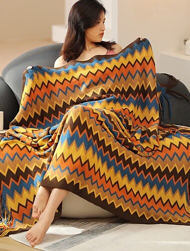  Bohemian Woven Blanket Unique and Artistic Design with Intricate Patterns Soft and Cozy Ideal for Adding a Boho Touch to Your Bed, Sofa, or Living Room Decor Perfect for Year-Round Comfort and Style