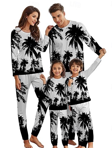  Kokosnootboom Outfits Nachtmode Familie bijpassende pyjama's Grafische prints Voor Voor heren Dames Jongens Kinderen Volwassenen Maskerade 3D afdrukken Feestdagen Huiskleding