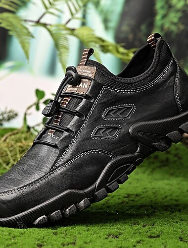  braune Wanderschuhe aus Kunstleder für Herren mit verstellbaren Schnürsenkeln und robuster Gummisohle – langlebiges Outdoor-Schuhwerk